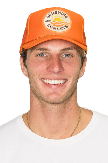 Sunshine & Sunsets Trucker Hat in Orange