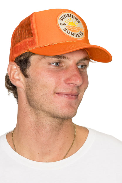 Sunshine & Sunsets Trucker Hat in Orange