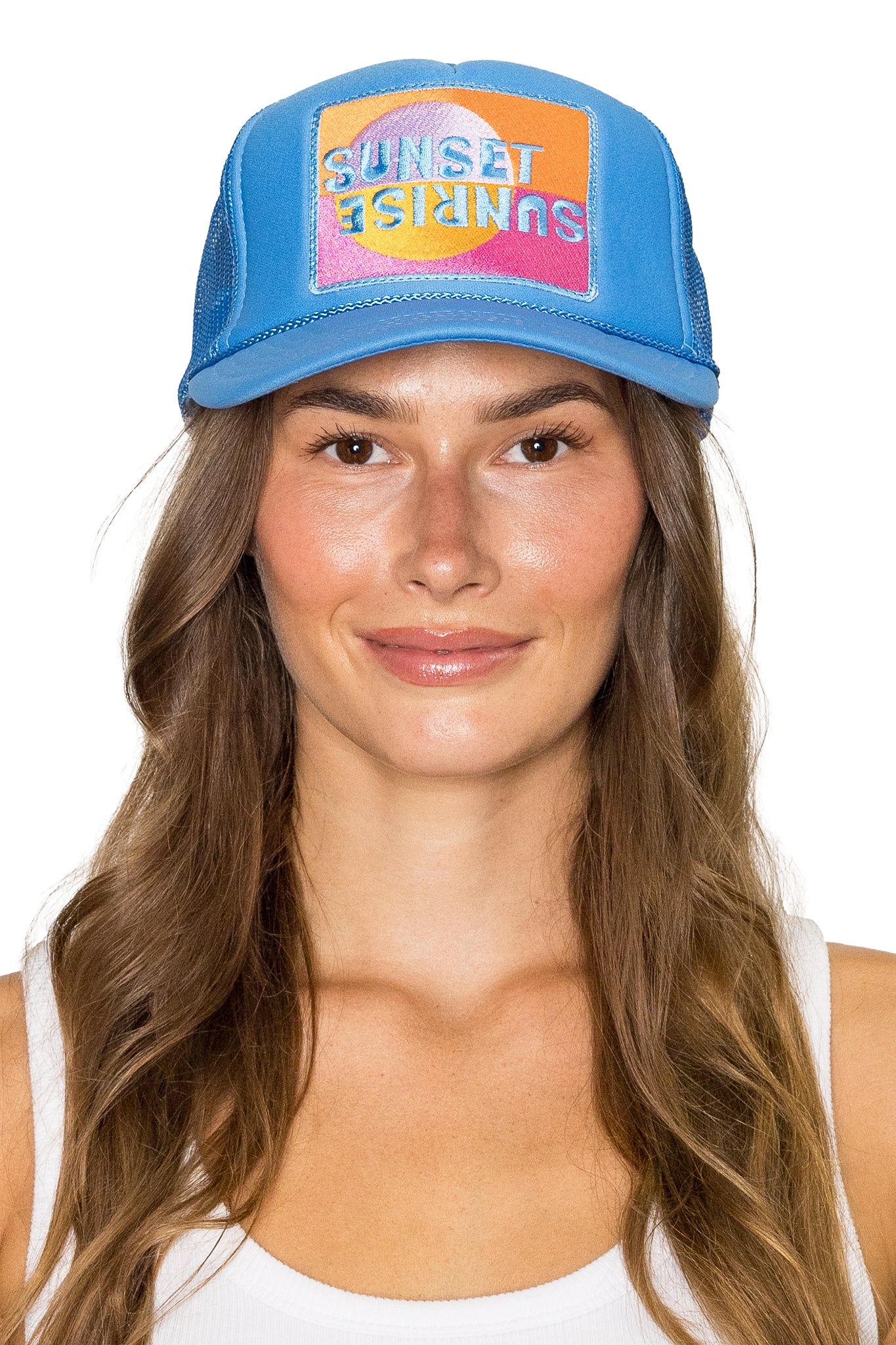 Sunset Sunrise Trucker Hat in Blue