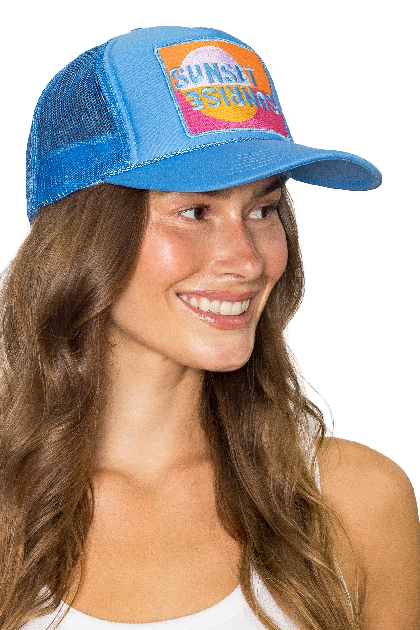 Sunset Sunrise Trucker Hat in Blue