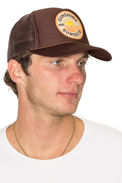 Sunshine & Sunsets Trucker Hat in Brown