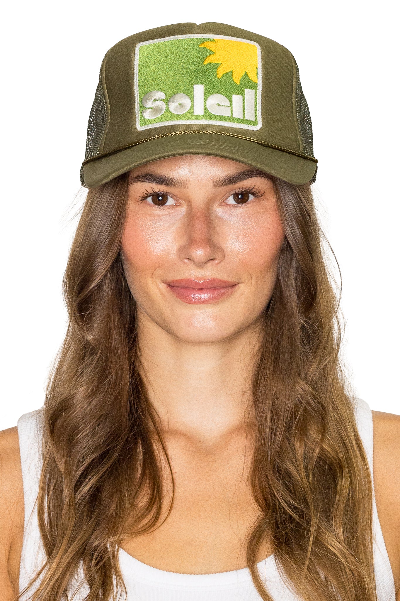 Soleil Trucker Hat in Olive