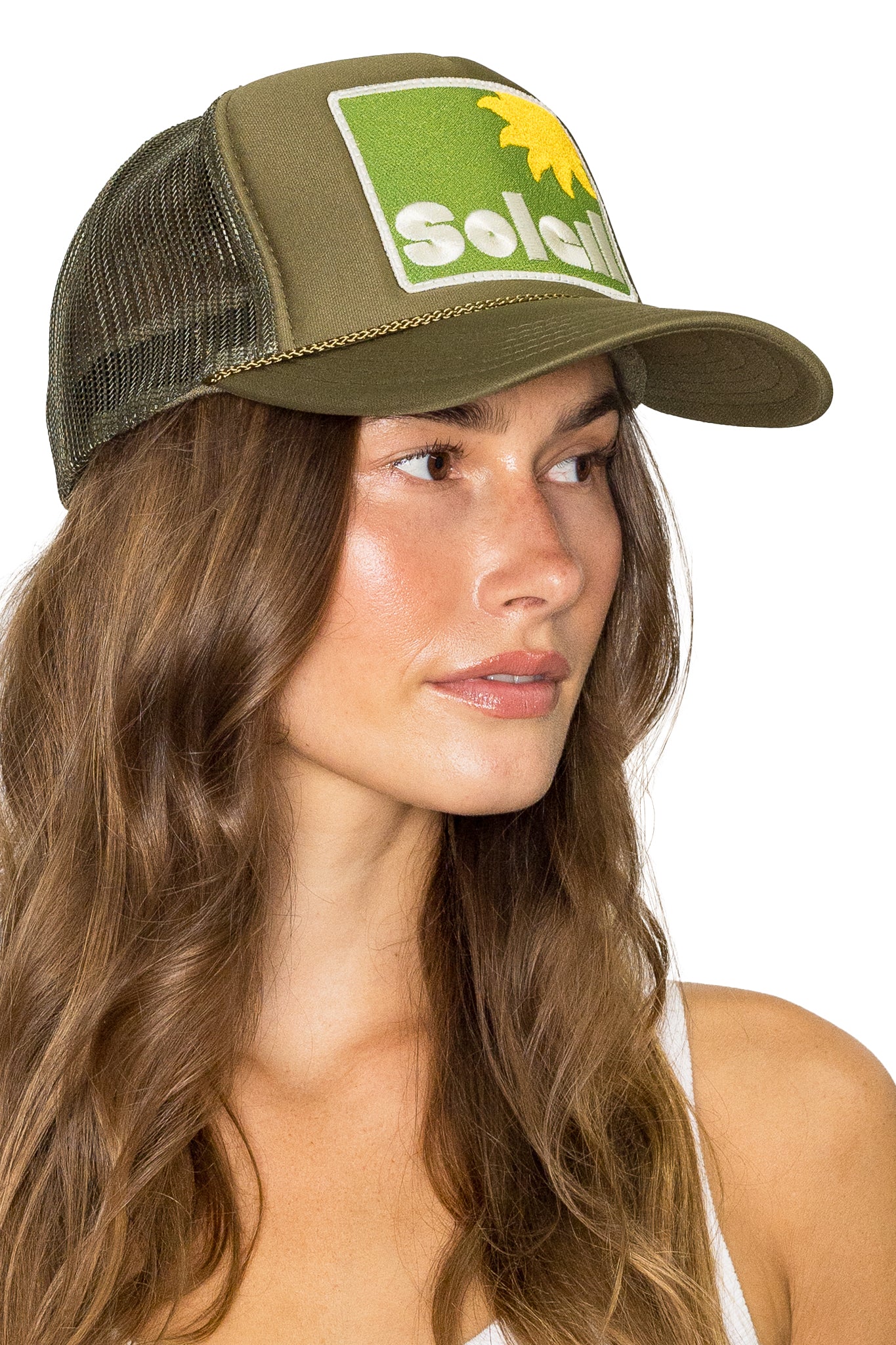 Soleil Trucker Hat in Olive