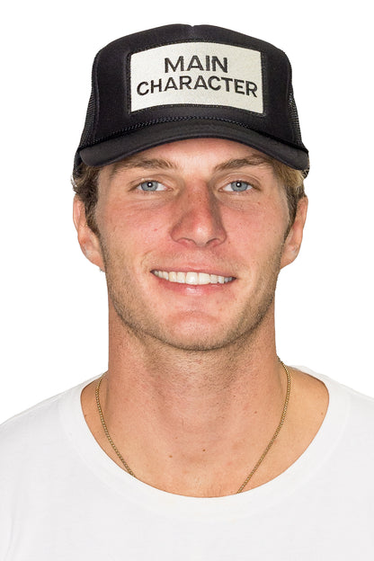 Main Character Energy Trucker Hat in Black