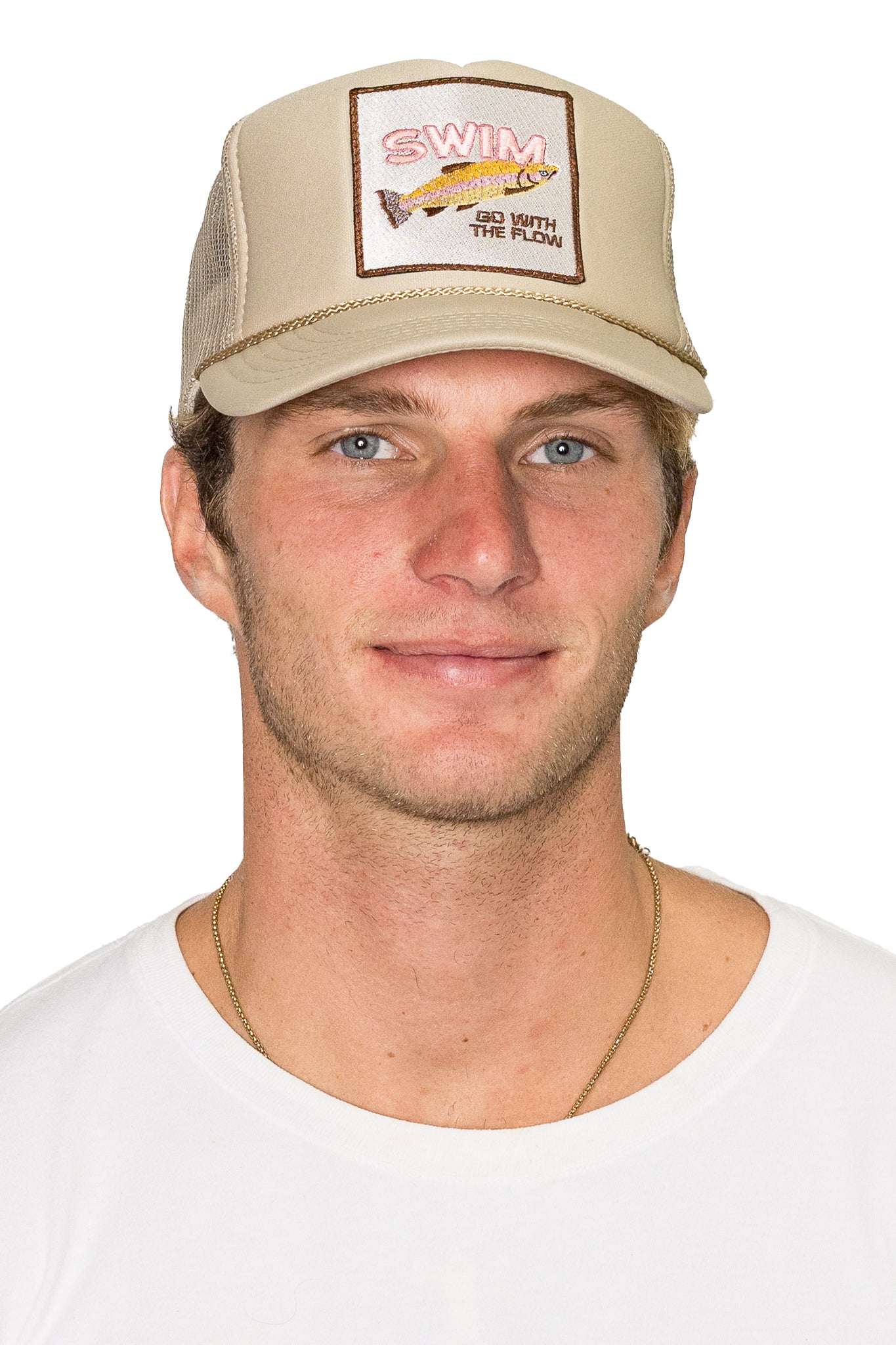 Swim Trucker Hat in Tan