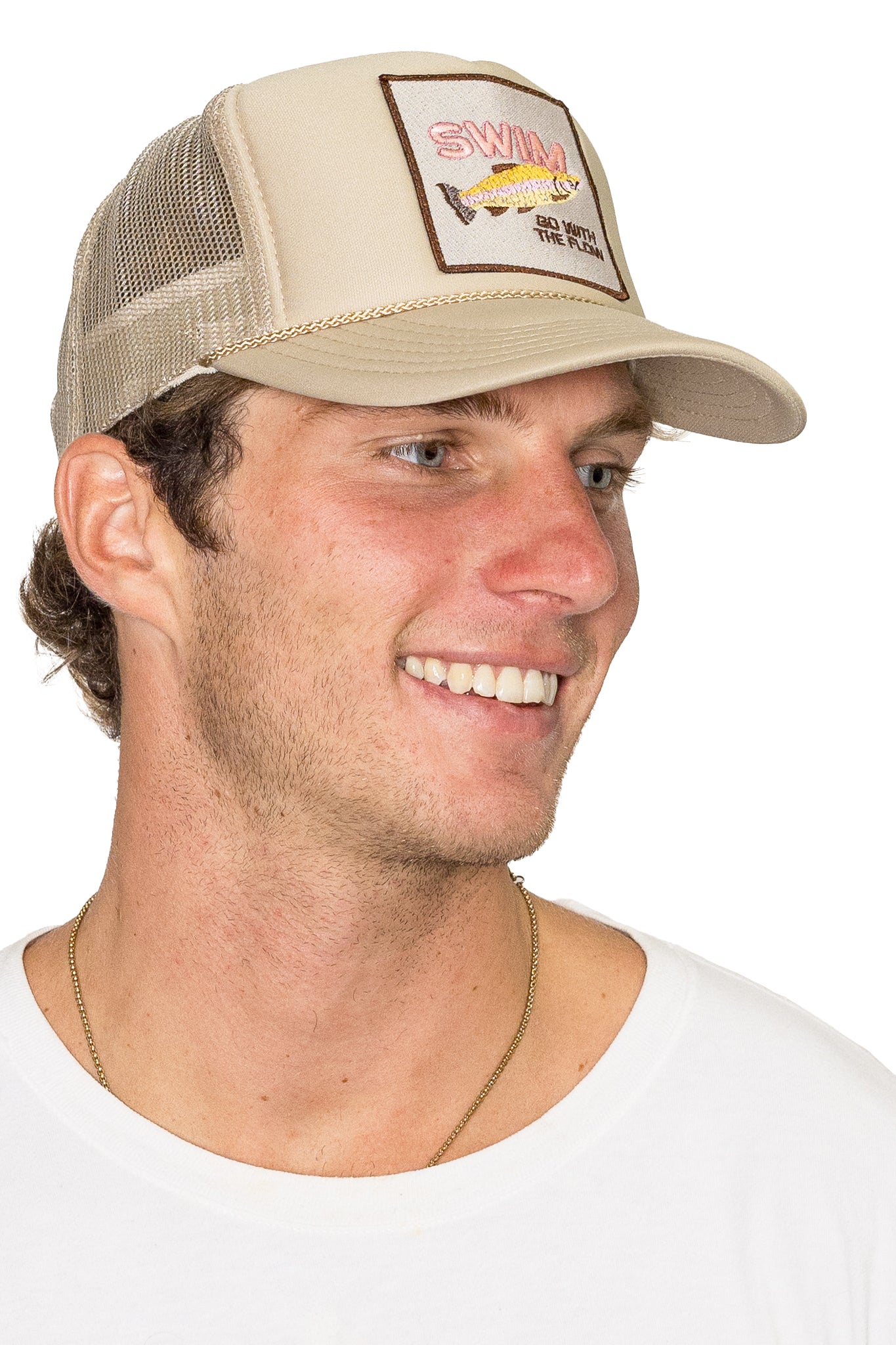 Swim Trucker Hat in Tan