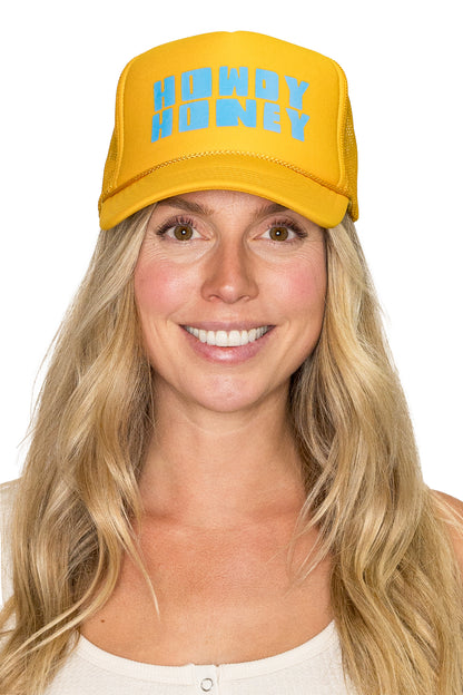 Howdy Honey Trucker Hat in Gold