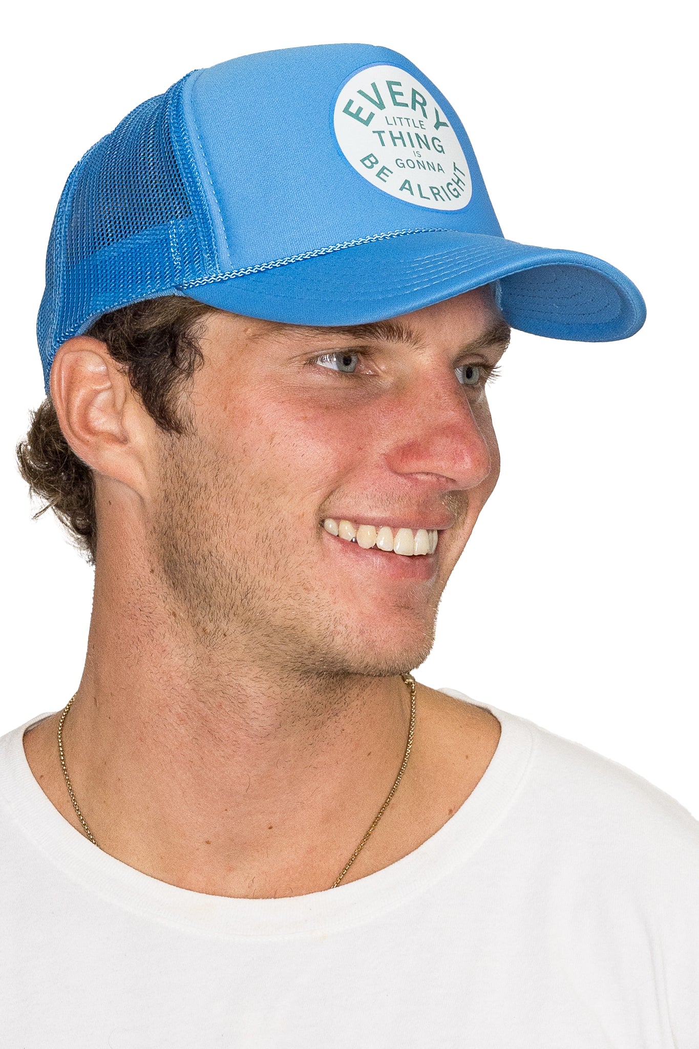 Every Little Thing is Gonna Be Alright Trucker Hat in Blue