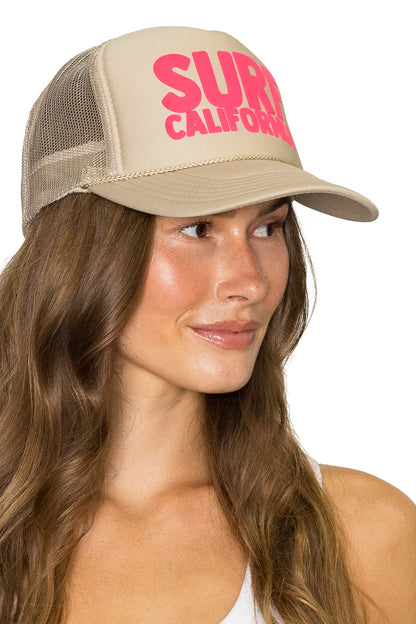 Surf California Trucker Hat in Tan