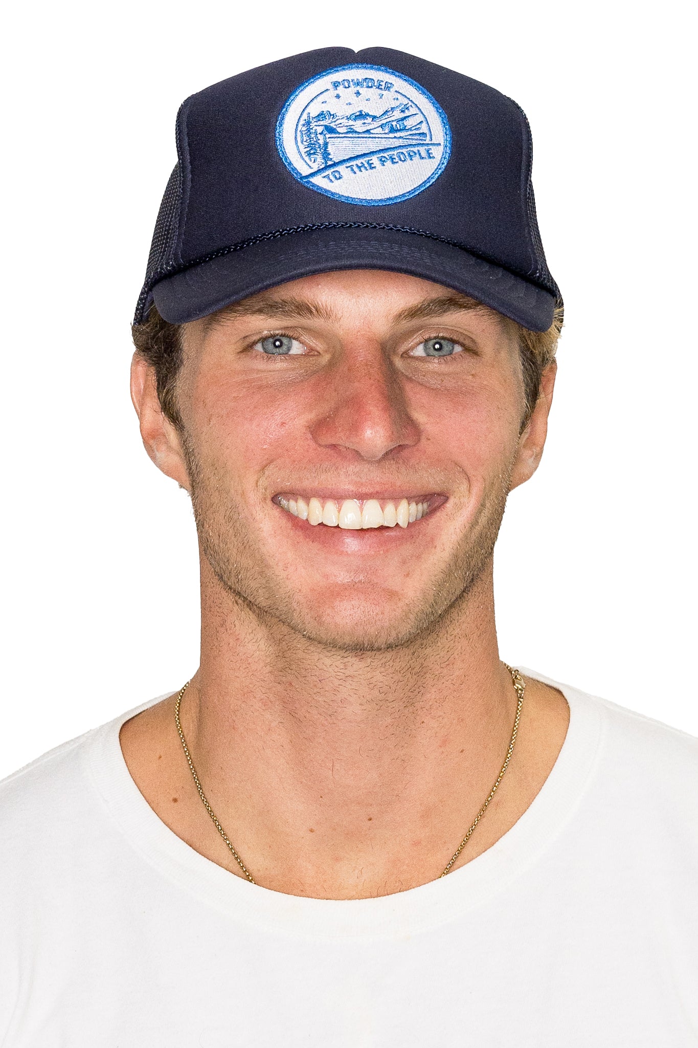 Powder to the People Trucker Hat in Navy