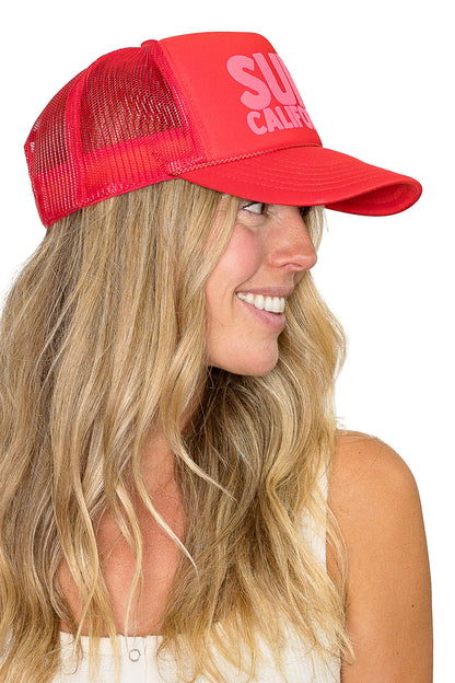 Surf California Trucker Hat in Red
