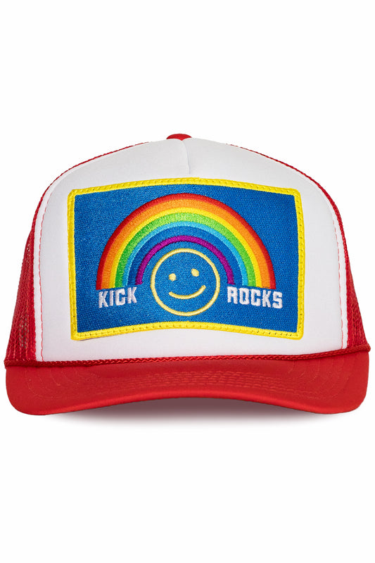 Kick Rocks Trucker Hat in Red Split 4/1