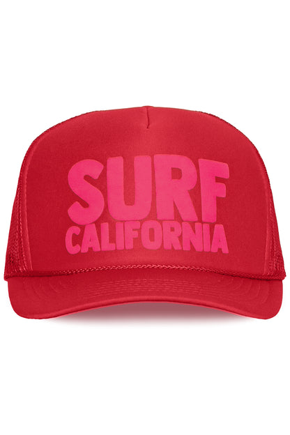 Surf California Trucker Hat in Red