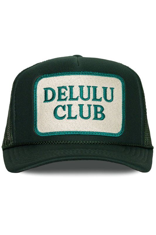 Delulu Club Trucker Hat in Deep Green