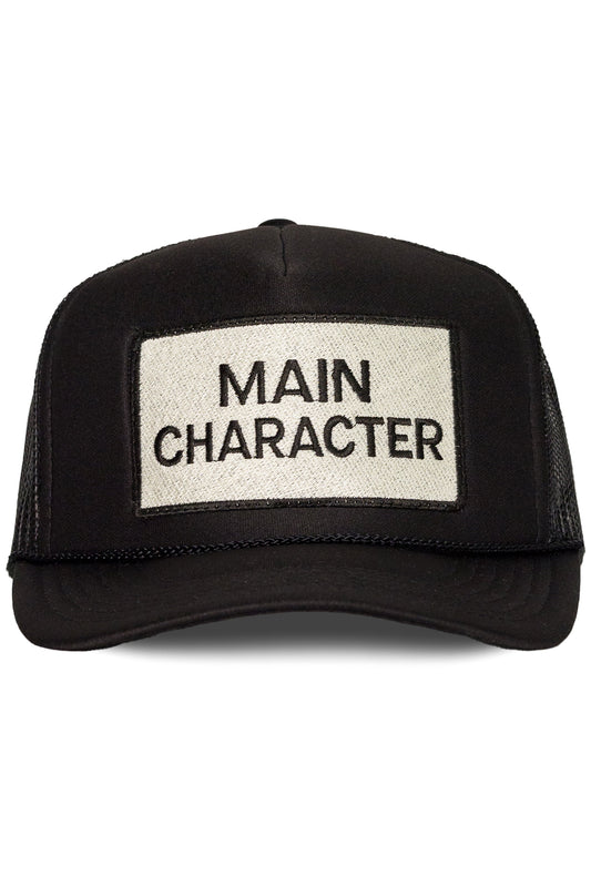 Main Character Energy Trucker Hat in Black