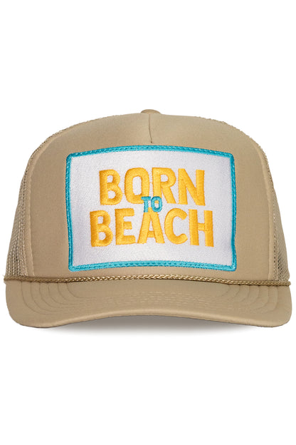 Born to Beach Trucker Hat in Tan