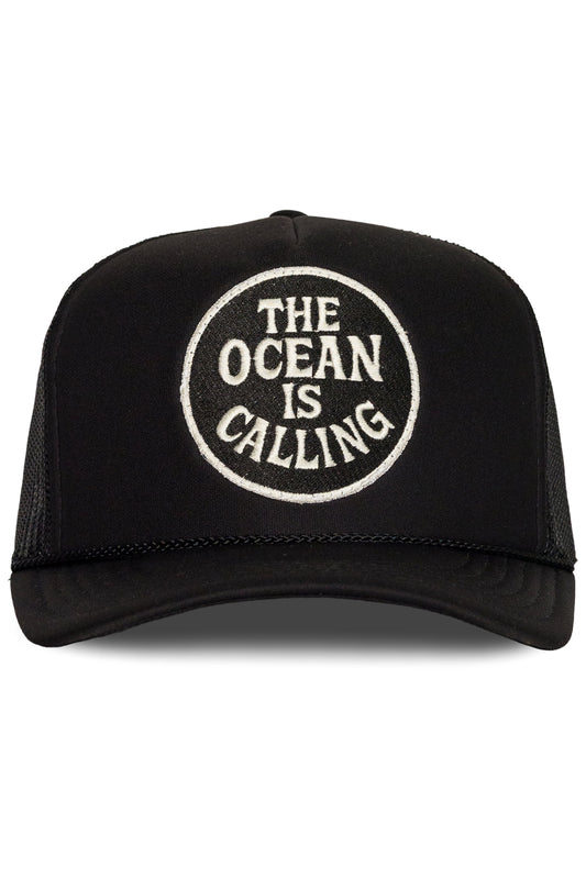 The Ocean is Calling Trucker Hat in Black