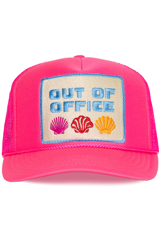Out Of Office Trucker Hat in Pink