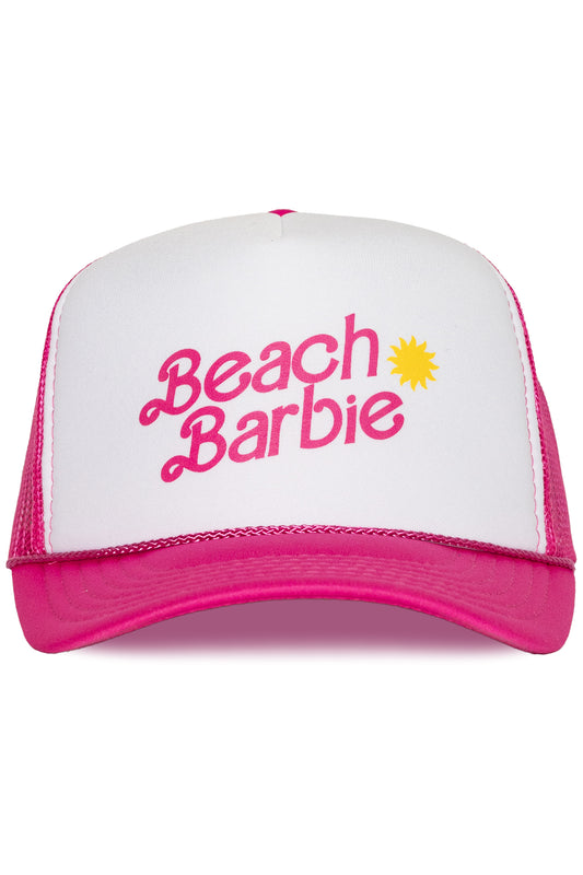 Beach Barbie Trucker Hat in Pink Split
