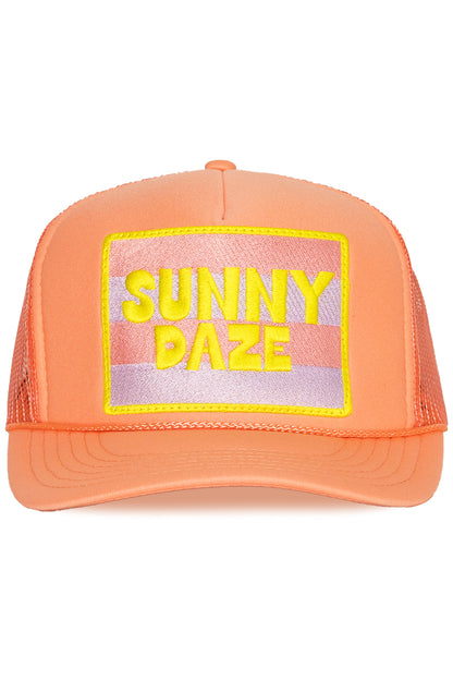 Sunny Daze Trucker Hat in Coral
