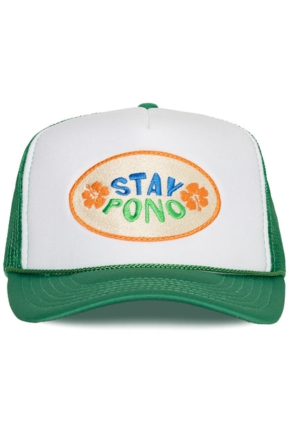 Stay Pono Trucker Hat in Green Split