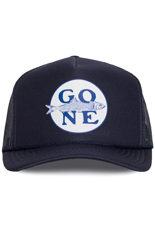 Gone Fishin Trucker Hat in Navy