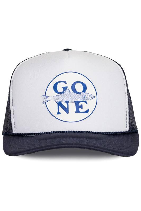Gone Fishin Trucker Hat in Navy Split