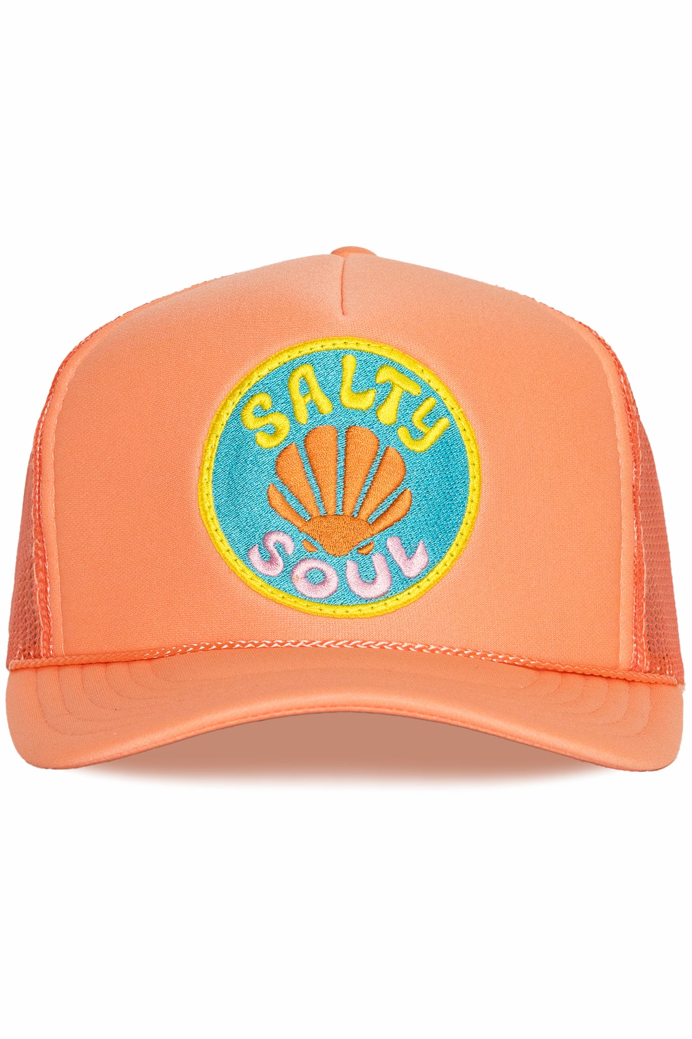 Salty Soul Trucker Hat in Coral