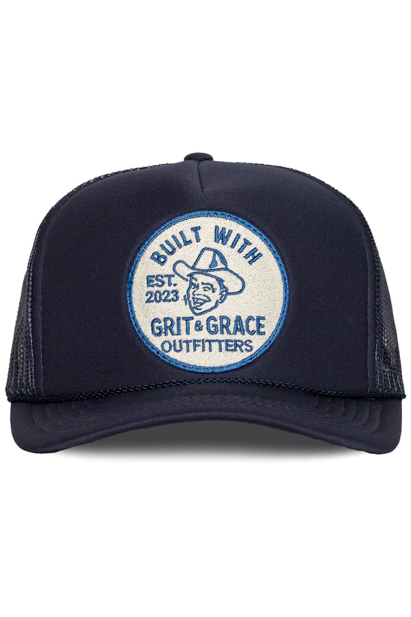Built with Grit & Grace Trucker Hat in Navy
