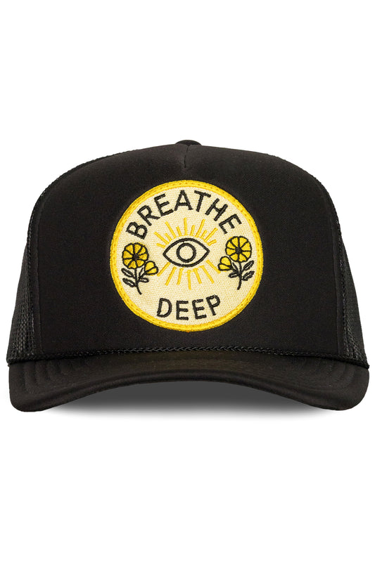 Breathe Deep Trucker Hat in Black 5/1