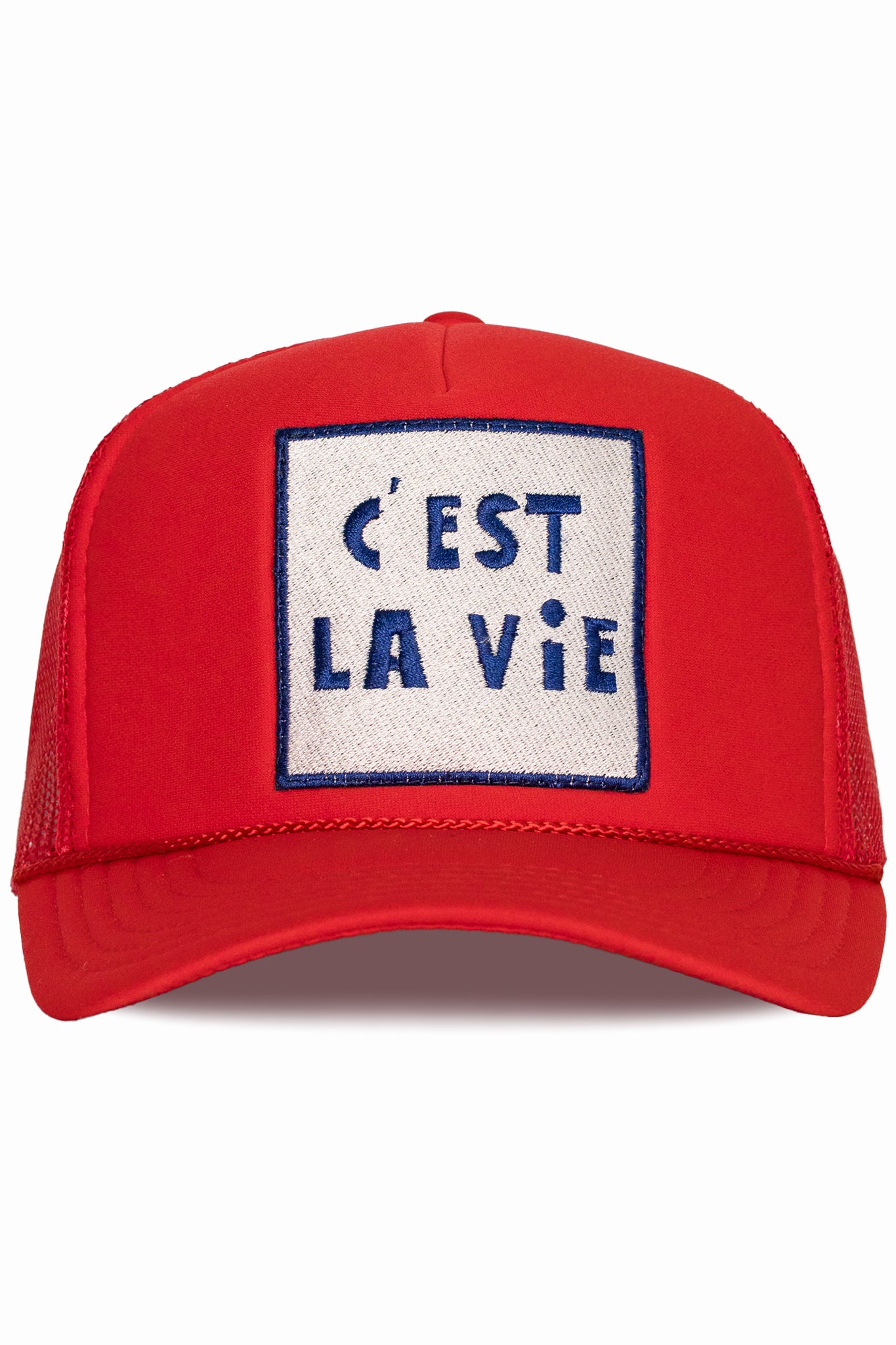 C'est La Vie Trucker Hat in Red