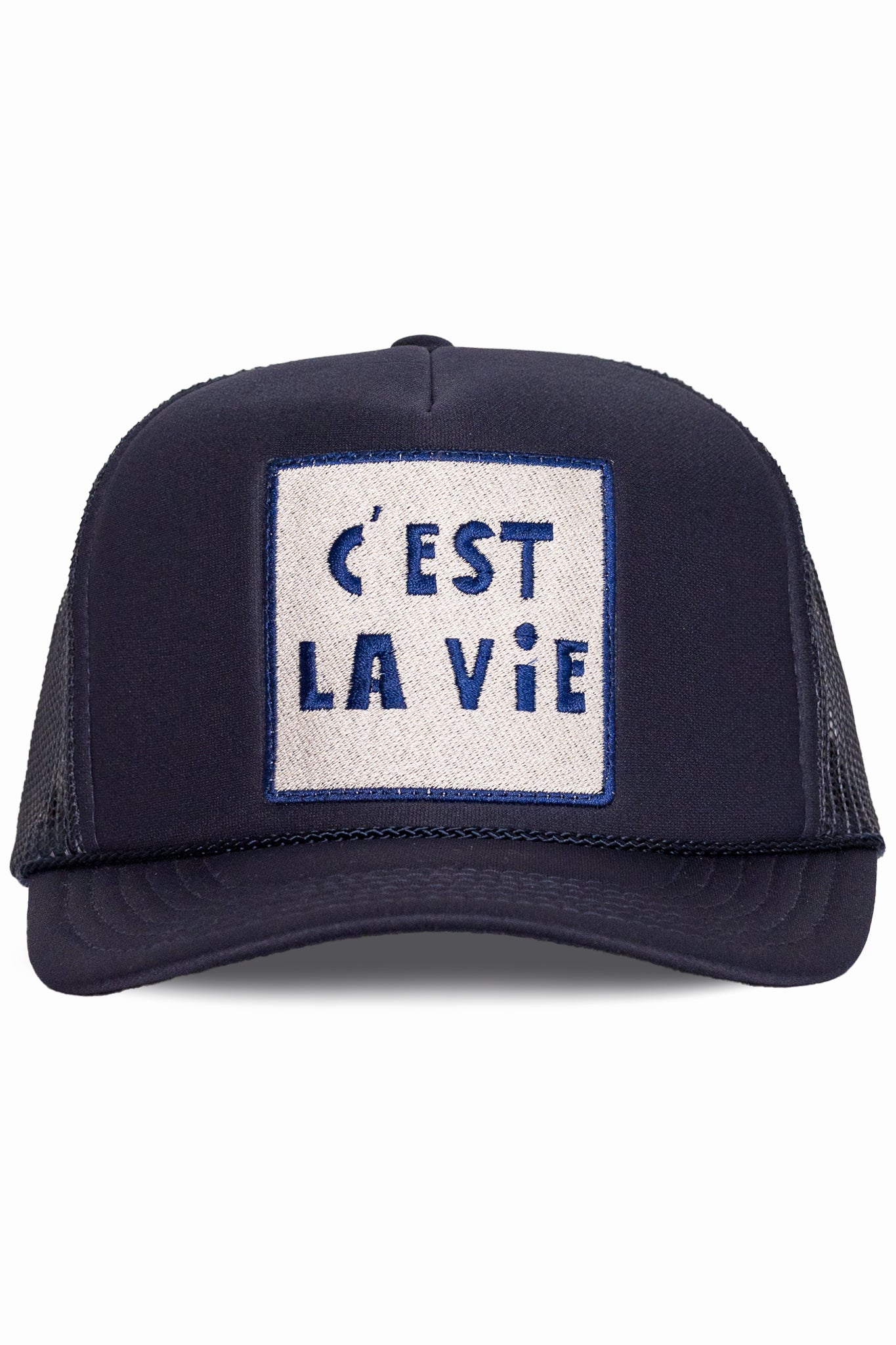 C'est La Vie Trucker Hat in Navy