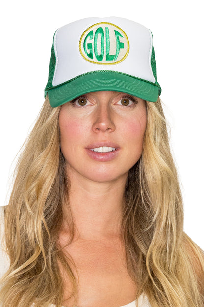 Golf Trucker Hat in Green Split