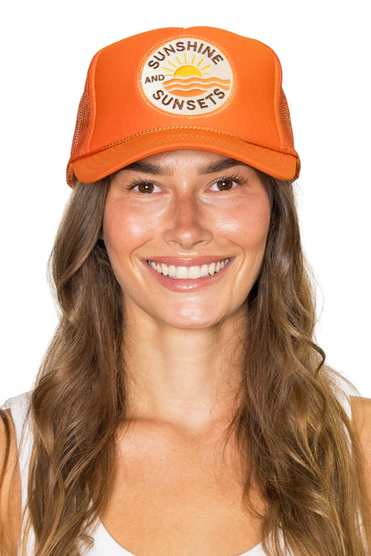 Sunshine & Sunsets Trucker Hat in Orange