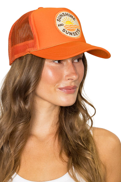 Sunshine & Sunsets Trucker Hat in Orange