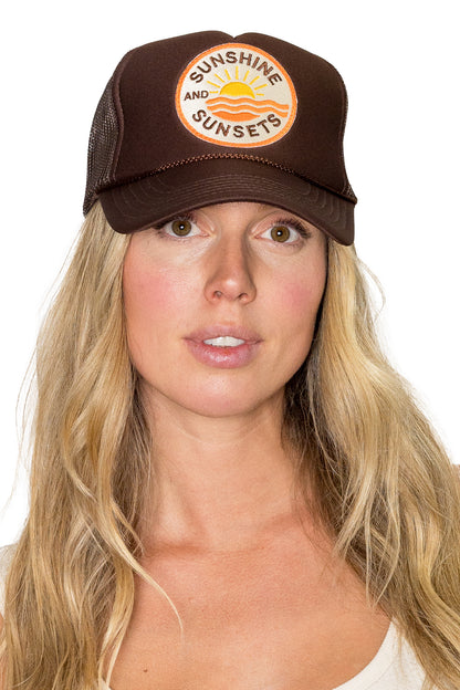 Sunshine & Sunsets Trucker Hat in Brown