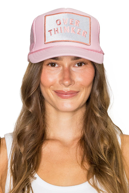 Overthinker Trucker Hat in Soft Pink