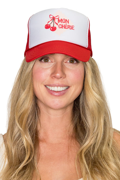 Mon Cheri Trucker Hat in Red Split