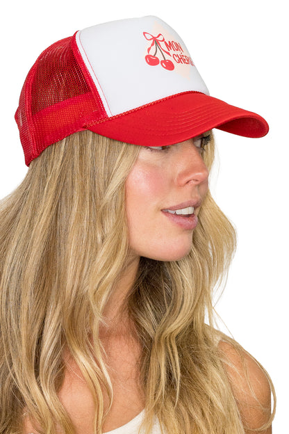 Mon Cheri Trucker Hat in Red Split