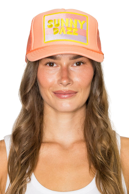 Sunny Daze Trucker Hat in Coral