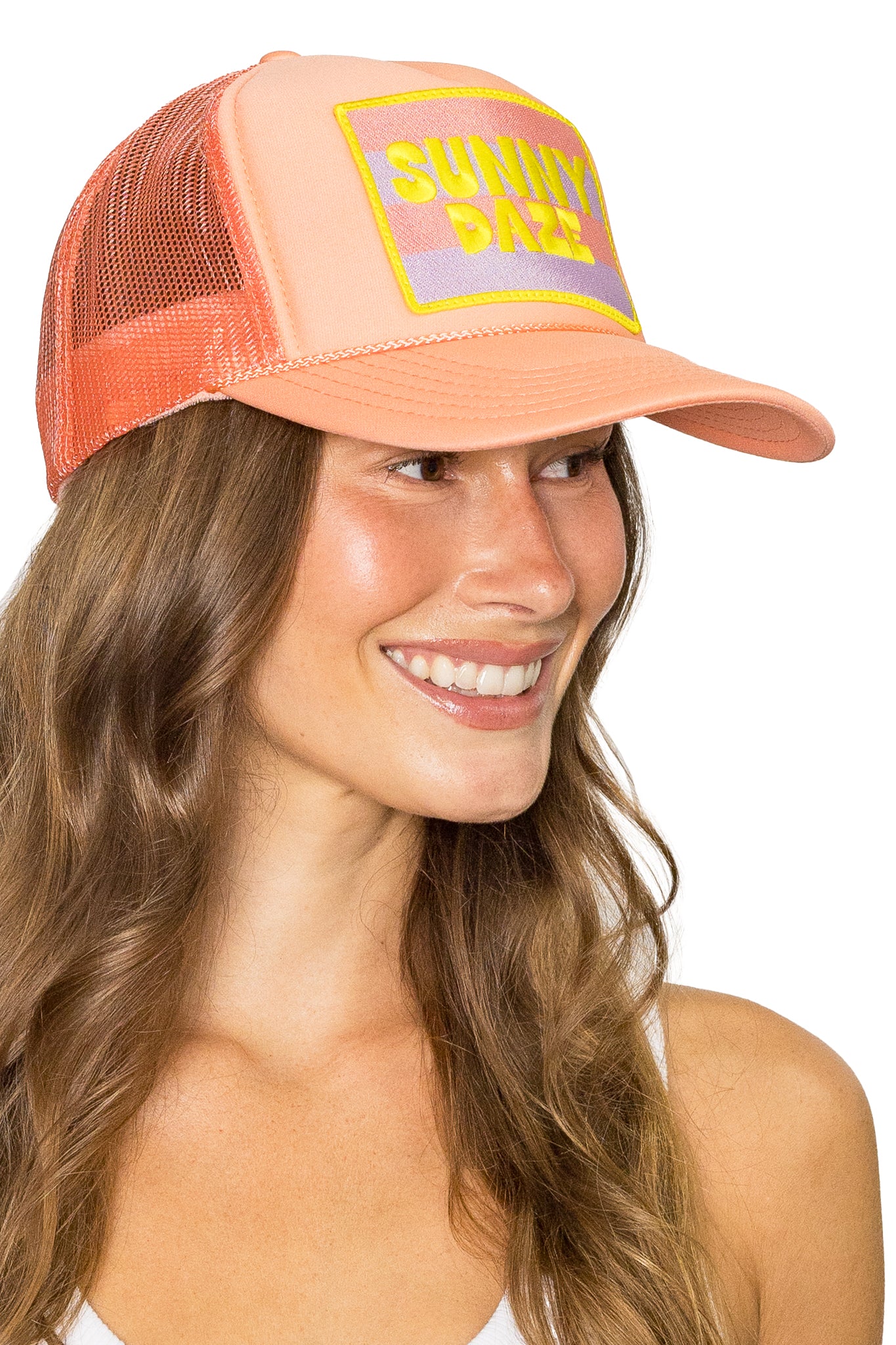 Sunny Daze Trucker Hat in Coral