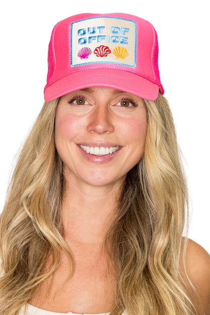 Out Of Office Trucker Hat in Pink