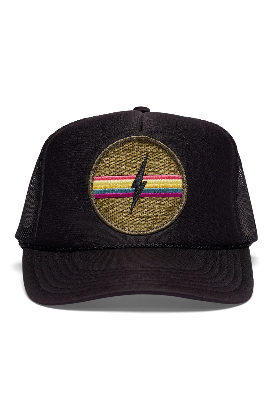 Electric Rainbow Trucker Hat in Black