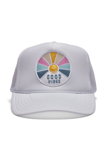 Good Vibes Trucker Hat  Youth White