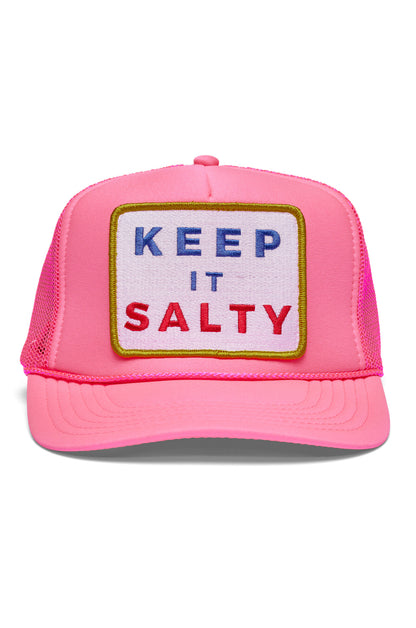 Keep It Salty Trucker Hat in Pink