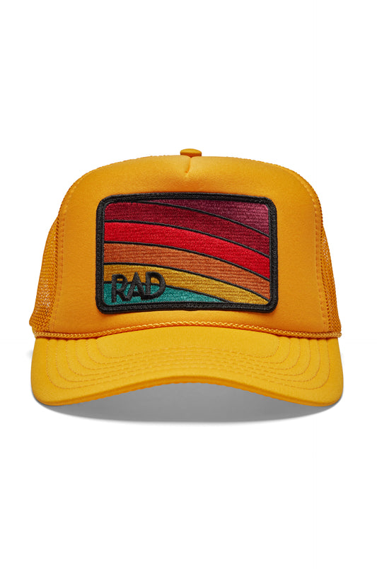 Aviator Nation Logo Rainbow Vintage Trucker Hat in Neon Blue