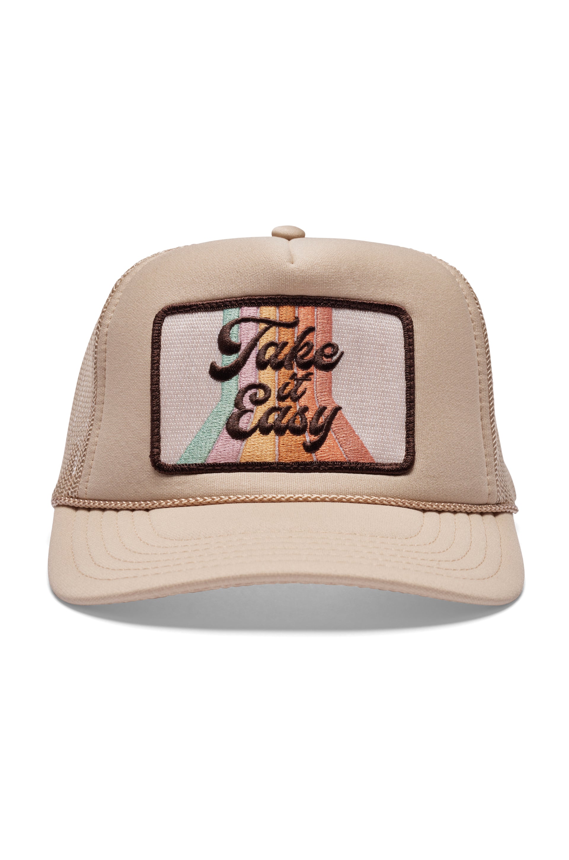 Take It Easy Trucker Hat in Tan