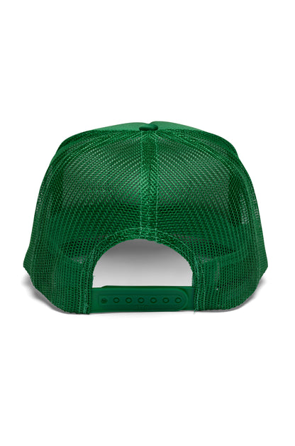 Unisex youth trucker hat featuring a versatile design with breathable mesh panels and adjustable snapback closure