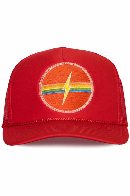 Electric Rainbow Trucker Hat Red