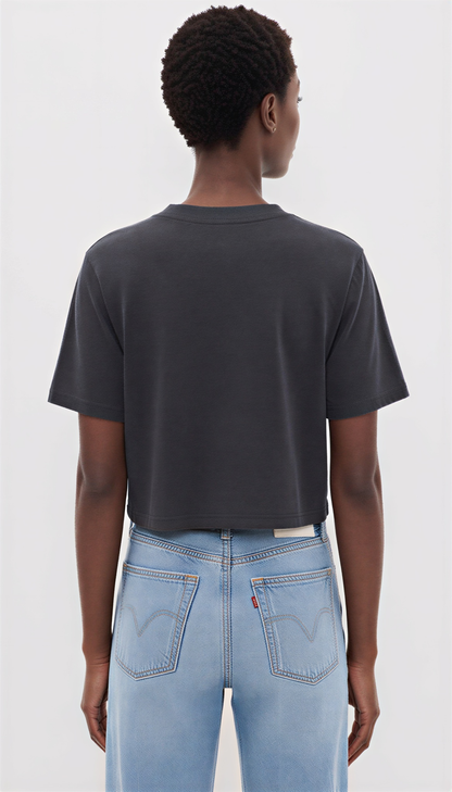 Hell of a Mother Crop Tee in Faded Black
